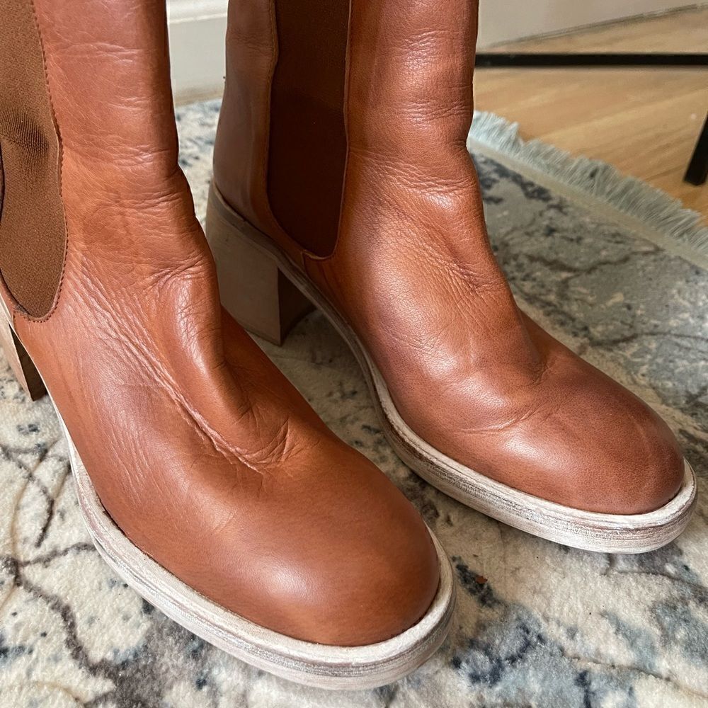 Booties free people brown leather size 39 - Picture 7 of 15